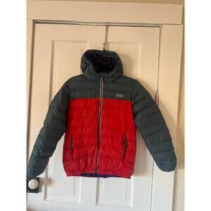 stio hometown hooded down puffer coat red and blue kids 14 unisex winter snow